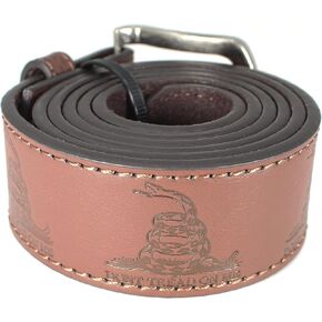 Don’t Tread on Me Leather Belt Strap and Metal Buckle 1.5" Wide with Snaps - Gadsden Flag Patriotic American History USA
