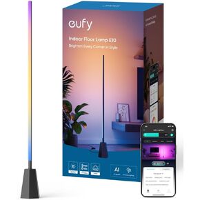 eufy Indoor Floor Lamp E10, RGBWW LED, Smart FLoor Lamp for Living Room and Bedroom, 16 Million Colors, 1700 Lumens, Works with Alexa, Google, Endless AI Light Themes for Christmas, Halloween, Black