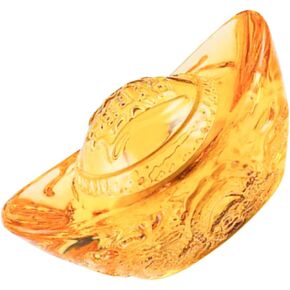 Crystal Lucky Ingot Crystal Carving Ingot Dragon Yuan Shui Ornament Yuan Bao Figurine Birthday Decoration for Girl Crystal Ingot Carving Figurine 7c Desktop