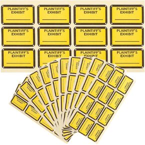 Legal Exhibit Stickers, 12 Sheets Yellow Plaintiffs Exhibit Stickers Legal Exhibit Labels Blank File Folder Tabs Labels for Offices Courts Legal Documents Report