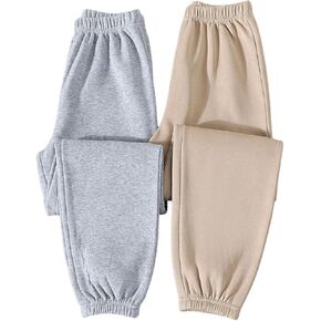 WDIRARA Girl's 2 Pieces Elastic Waist Sweatpants Workout Joggers with Pockets