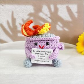 Handmade Crochet Emotional Support Dumpster Fire, Burning Trash Can, Eco Friendly Gift ,Thank you for gifts, Stress Relief Gift, Office Desk Décor, Gift For Friends
