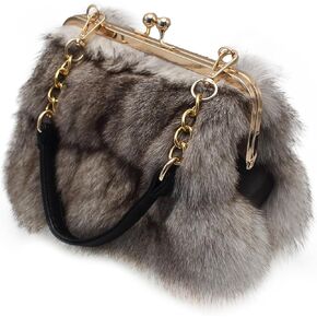 Luxurious Fashion Natural Fox Fur with Hair Handbag for Women and Ladies