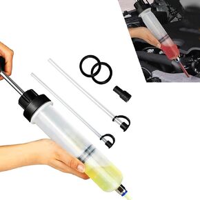 1 PC Car Manual Injector Oil Pump with 17.1" Hose, 200CC Power Steering Transmission Car No Leak No Spill Brake Oil Pump, Auto Portable Oil Change Tool, Suitable for Most Cars (Transparent)