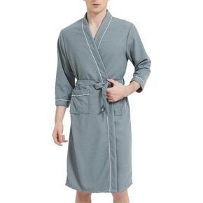 Unisex Lightweight Waffle Robe, 3/4 Sleeve Knee Length Kimono Bathrobe Spa Robe for Men or Women