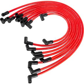 SBC Spark Plug Wires, High Performance Spark Plug Wire 10.5mm Replacement for Chevy 350 Spark Plug Wires, Fit for HEI SBC BBC 350 383 454 Spark Plug Wires (9Pcs)