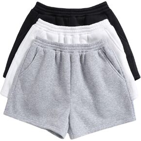 SOLY HUX Girl's 3 Packs Sweat Shorts Elastic Waist Straight Leg Track Shorts Casual Summer Shorts