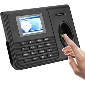Biometrics/Fingerprint/Password Attendance Machine Support T9 Input Method & Check In/Out Time Clock Setting (2.4in Color Screen)(US Plug)