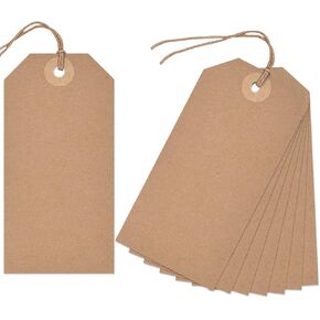 VGOODALL 120PCS White Shipping Tags, Manila Tags with String 4 3/4 x 2 3/8 inch Paper Hang Tags Cardstock Tags for Clothing Garage Luggage Shipping Labels, Large
