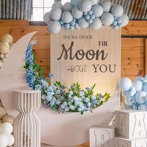 MUWEOL We're Over The Moon About You Wall Decal - We're Over The Moon Baby Shower Decorations,Baby Nursery Wall Decor Stickers,Pregnancy Celebration Party Supplies