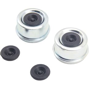 2Pcs 1.98" Grease Cover Dust Cap Wheel Center Caps Compatible with Axle Dust Caps - Heavy-Duty Carbon Steel Grease Cover for 2000-3500 lbs Boat Trailer, Camper, RV - Anti-Rust Zinc Plated Protection