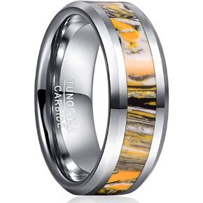MEILING LINGMEI Tungsten Carbide Ring Mens Tungsten Wedding Bands Artificial Stone Inlay Engagement Ring Beveled Edges Comfort Fit Size 7-12