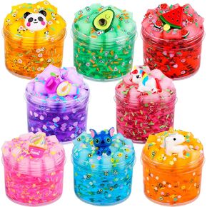 8 Jelly Cube Crunchy Slime, with Slime Fun Accessories, Soft and Non-Sticky, DIY Educational Stress Relief Toys for Girl and Boys, Birthday Gift, Party Favor and School Education