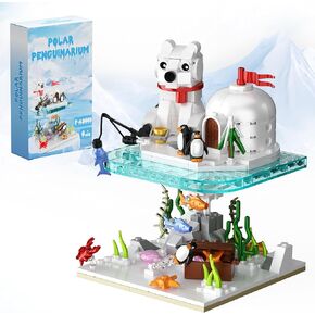 Penguin Family Building Blocks Set, Snow Adventure with Penguin and Polar Bear, Wintertime Polar Bears Christmas Décor Building Kit with Christmas Tree Toy, Gift for Boys and Girls Ages 6 Plus