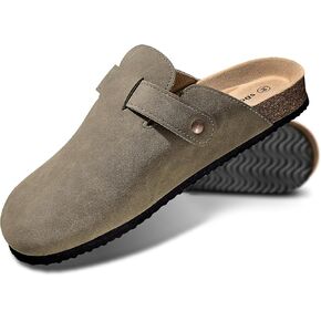 KEMISANT Men Clogs Comfortable Suede Clogs Slippers Sandals Nurse Potato Shoes Unisex-Cushioned Cork-Footbed