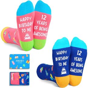 Zmart 12th Birthday Gifts Ideas Socks - Gifts for 12 Year Old Tween Girls Boys, Gift for Preteen Girls Boys Age 12, Presents for 12 Year Olds 2 Pack