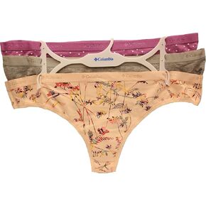 Columbia Women's Fashion Thong 3 Pack, Floral Pattern, Women's Large: 39"-40"