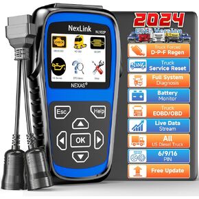 NEXAS Nexlink NL102P Heavy Duty Truck Scanner, All System Diagnostic Scan Tool HDOBD & OBD2 Code Reader for Diesel Trucks & Cars Scan Tool, DPF Regen for Cummins, Detroit, Maxxforce, Isuzu, Hino