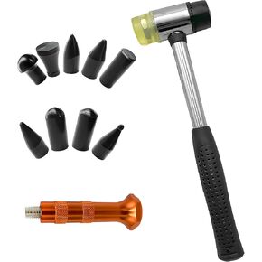 10 PCS Dent Repair Tool Kit, Paintless Dent Repair Tools for Auto Body DIY Dent Fix, Car Dent Repair Tool Kits Inclued Rubber Hammer and 9 PCS Heads Tap Down Tools