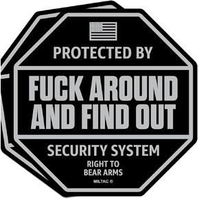 FAFO Sticker Security Warning Sign [2-Pack] Protected by Around and Find Out Decal for Truck, Window | Funny Car Stickers, Hard Hat Stickers, Secured by Tactical Home Security System (Sticker -