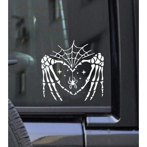 Halloween Spider Web and Love Skull Hand Car Stickers, White Waterproof Cars Decals and Sticker for Bumper Rear Window Laptop, Automotive Decoration Accessories for Women Men in Kuwait