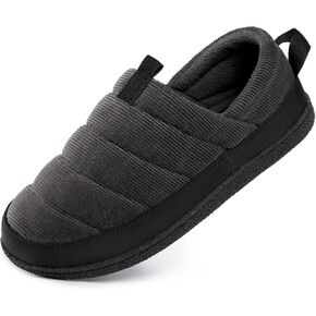 EverFoams Men's Quilted Slippers Soft Comfy Corduroy Closed-back Indoor Outdoor Memory Foam House Shoes