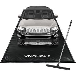 VIVOHOME Containment Mat (8'6" x 20') with Stay Put Corner, PVC Garage Mats for Floor, Heavy Duty Garage Parking Mat with a Squeegee