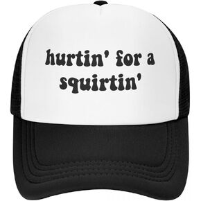 Hurtin' for A Squirtin' Trucker Hats for Women Black Men Funny Gag Trucker Hat for Women