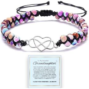 For Granddaughter - For You Are Always In Mine Beads Bracelet,Double Layer Natural Jasper Beaded Wrap Bracelet, Infinity Heart Bracelet for Granddaughter in Saudi Arabia