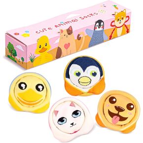 AGRIMONY Funny Animals Socks Box for Girls Kids Child- Funny Novelty Gifts Fun Crazy Cute Silly Socks Birthday Gifts Ideas Christmas Stocking stuffer(4 pairs)