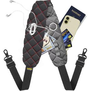 Anti-Theft Bag Strap 2-Tone High Visibility Shoulder Strap with Thick Pad and Hidden Pockets, Comfortable and Travel Safer, Orange