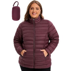 ANOTHER CHOICE Plus Size Puffer Jacket for Women, Lightweight Packable Stand Collar Winter Puffer Coat