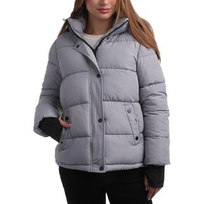 Steve Madden Womens Winter Jacket - Insulated Quilted Moto Puffer Jacket- Heavyweight Outerwear Bomber Jacket for Women, S-XL