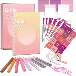 Bible Journaling Kit, Bible Study Supplies, Bible Highlighters and Pens No Bleed, Bible Study Tools, Journaling Kit for Women, Bible Tabs and Highlighter Set, Purple