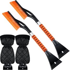 Chumia 4 Pack 27" Snow Brush and Ice Scrapers for Car Windshield with Ice Scraper Glove Detachable Window Snow Scraper Snow Removal Tool with Foam Grip Winter Car Accessories for Cars Trucks SUVs in Kuwait