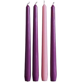 Christmas Advent 12" H Taper Candle Set of 4 - (3 Purple, 1 Pink) 7/8" D Base -Includes Advent Prayers and Customs Pamphlet (12 inches)
