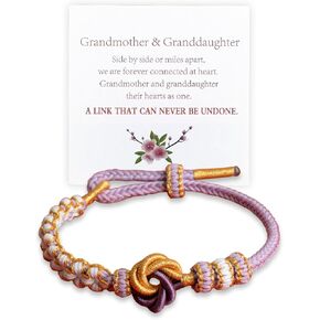 Granddaughter Bracelet from Grandma A Link That Can Never Be Undone Peach Blossom Knot Inspirational Bracelet Miss You Bracelet Adjustable Braided Bracelets