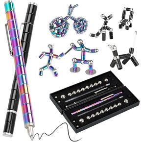 2PC Magnetic Fidget Pen Toys for 8-12 Boys Girls: Decompression Magnetic Metal Pen Magnet Toys Middle School Boy Gifts Figette Pen Fidget Toys for Teens Coolest 12 Year Old Birthday Gifts