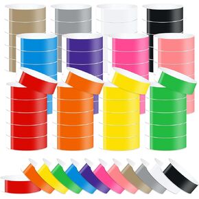 1200 Pcs Colored Event Wristbands Waterproof Paper Bracelets Wristbands Adjustable Adhesive Neon Wrist Bands Identification Wristbands Arm Bands for Party Concert Club (12 Colors A)