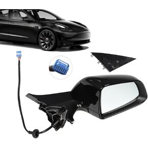 Mirror Assembly Right/Left Black Compatible with 2020 2021 2022 2023 Model Y 1594112-00-C 1594111-00-C (Right) in Kuwait