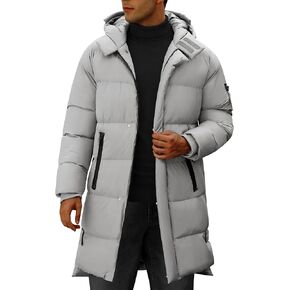 HEEKPEK Men's Hood Puffy Quilted Jacket Winter Warm Long Puffer Coat Windproof Full Zip Thicken Outerwear with 4 Pockets