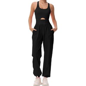 Wenlia Women's Athletic Onesie Running Jumpsuits Rompers Hiking One-Piece Jumpsuit Workout Outfit with Pockets