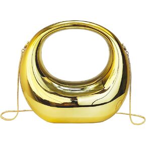 Large Crescent Moon Acrylic Evening Clutch Purse Top-handle Unique Hobo Bag Elegant Handbag for Wedding Party