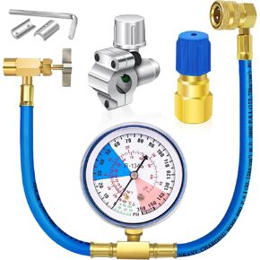 Boltigen R134A Refrigerant Charge Hose Gauge Kit-A/C Refrigerant Charge Hose Gauge Set with 1 BPV-31 Bullet Piercing Tap Valve,1 Retrofit Valve Fits for Car AC Air Conditioning Refrigerant Charging