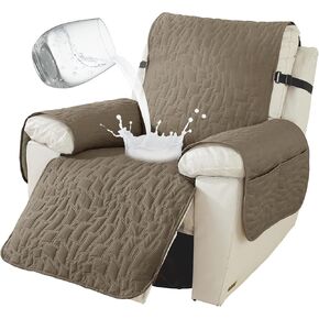 100% Waterproof Recliner Chair Cover, Non Slip Covers for Recliner Chair with Pocket, Washable Recliner Armchair Cover for Kids, Pets, Dog, Cat,Black,28IN