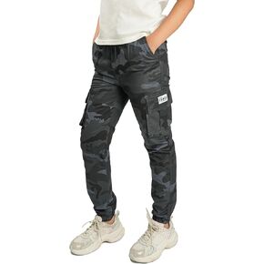 Boys Pull on Camo Pants Girls Slim Fit Cargo Pants Jogger 6-14Y