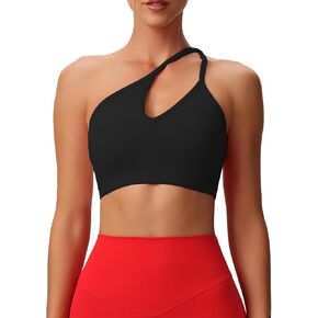Aoxjox Women's Workout Sports Bras One Shoulder Caley Asymmetrical Bra Fitness Training Gym Yoga Crop Tank Top