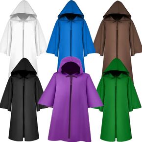 Full Length Renaissance Hooded Robe Friar Priest Cloak Halloween Costumes Adult Knight Monk Dress Up Cosplay Party Props