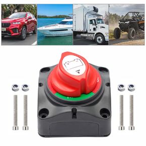 Battery Disconnect Switch, 12V-48V Battery Isolator Power Master Switch Waterproof Marine Battery Cut Off Switch for Car,Marine,Boat,Camper,Truck,RV,ATV,UTV Vehicles with 4 Mounting Bolts
