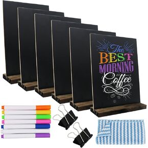 Mini Chalkboard Signs with Base Stand 6 Pack 6 x 8 Inch Double Side Standing Menu Boards Food Signs Vintage Tabletop Chalkboard Sign for Party Buffet Wedding Bar and Restaurant